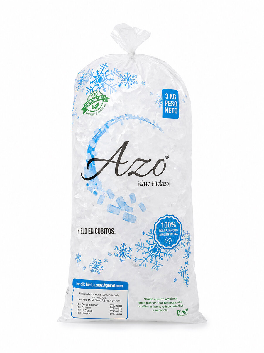 Hielo AZO 3kg en cubitos